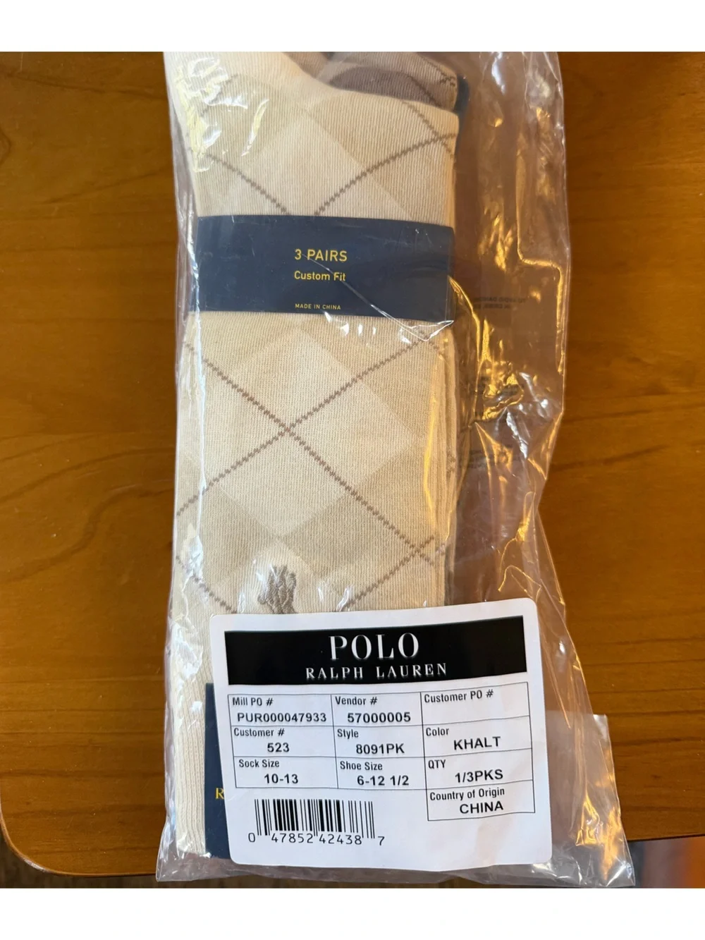 Ralph Lauren Argyle Dress Socks - Olive, Taupe & Cream (3-Pack)